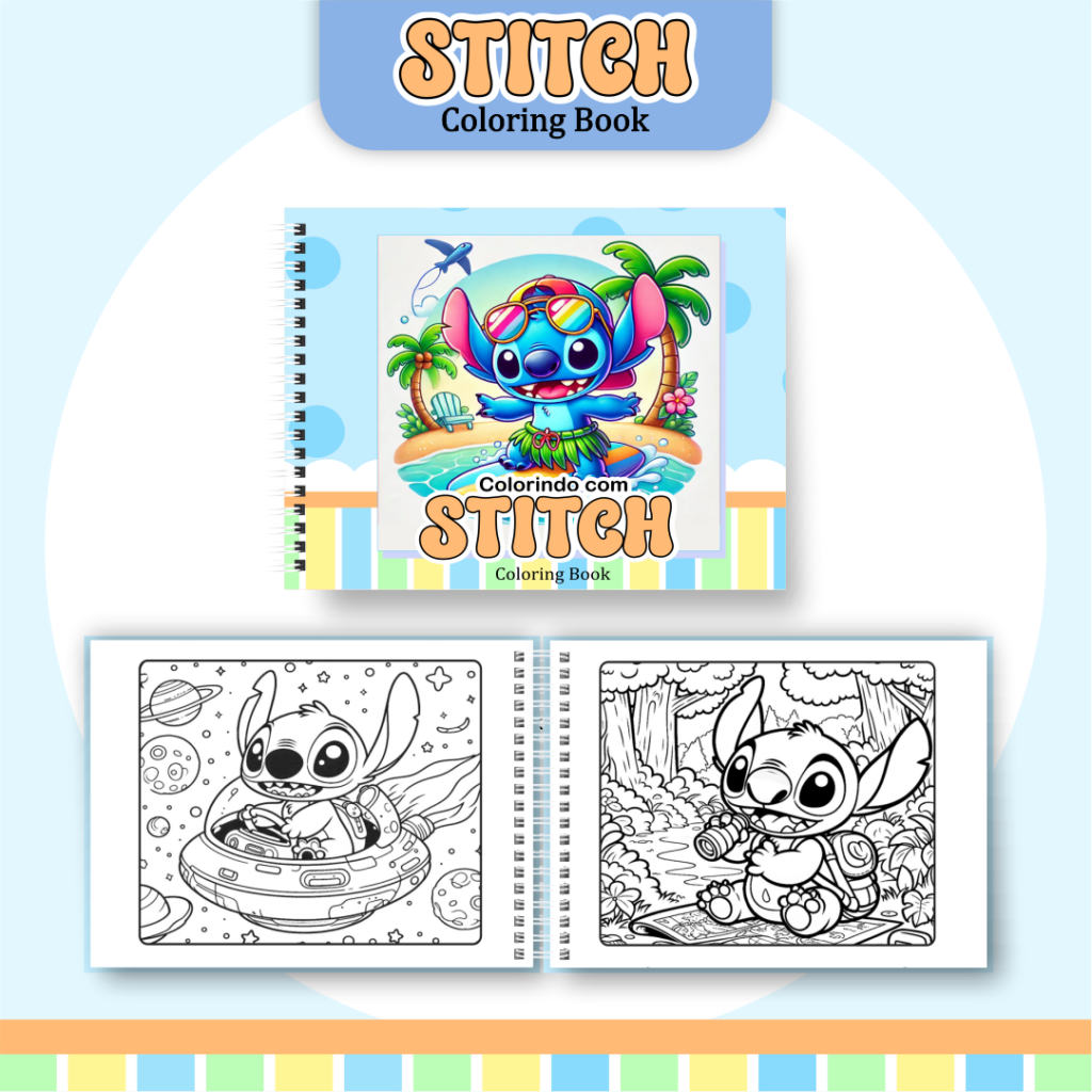 Livro de colorir tema Stitch Menina Pâmella Vieira Designer