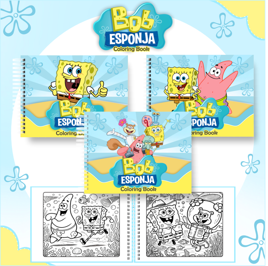 Livro De Colorir Tema Bob Esponja P Mella Vieira Designer